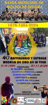 La Banda Municipal de Música de Molina de Segura conmemora su 40 aniversario con un concierto en el Teatro Villa de Molina el sábado 30 de noviembre