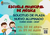 El plazo de presentación de solicitudes para acceder a la Escuela Municipal de Música de Molina de Segura comienza el lunes 20 de abril El plazo de presentación de solicitudes para acceder a la Escuela Municipal de Música de Molina de Segura comienza el lunes 20 de abril