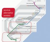 Se establecen, a partir de manana, horarios alternativos de autobs al cierre de la lnea ferroviaria Murcia-Lorca-guilas por las obras de ADIF